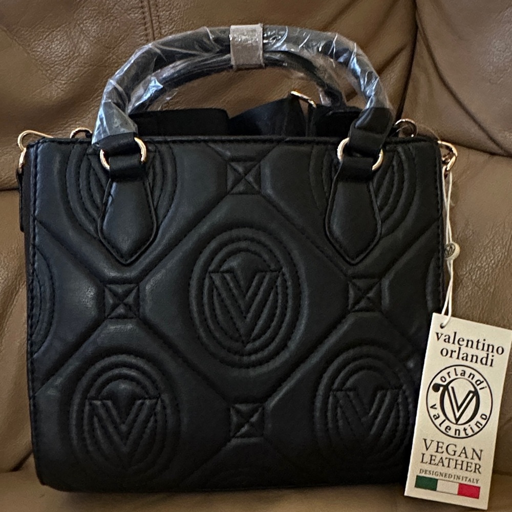 Valentino Orlandi Black Vegan Leather Satchel